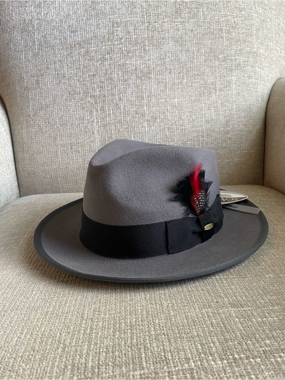 SCALA Classico New Yorker GREY 100% Wool WF502 Teardrop Fedora Hat Men's Large